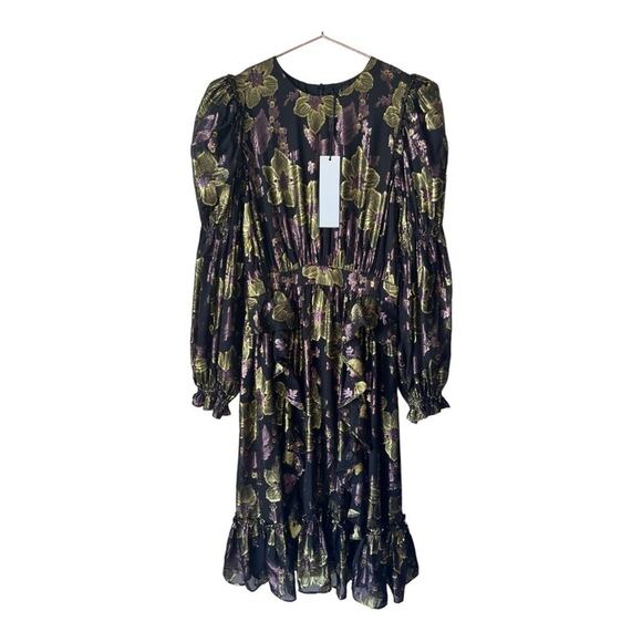 Front Row by Sara & Goldy silk purple and gold Lorax thread size 8 dress - Picture 2 of 7